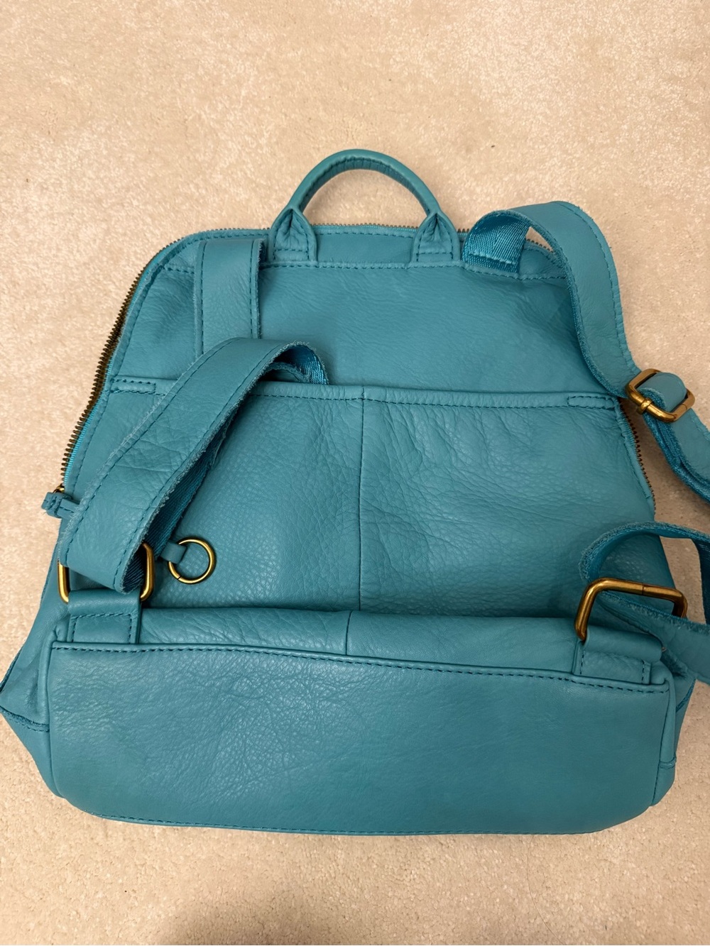 American Leather Co. Teal Leather Backpack - Picture 6 of 10